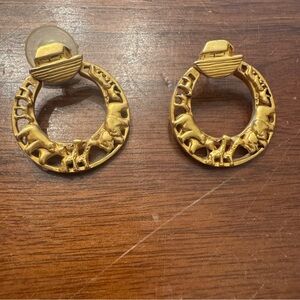 Vintage Noah’s Ark Brass Hoop Earrings